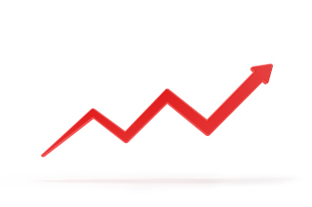 Nach oben zeigender Pfeil in Statistik