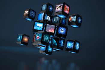 Digitale Medien Studium Inhalte Grafik mit vielen Videowürfeln